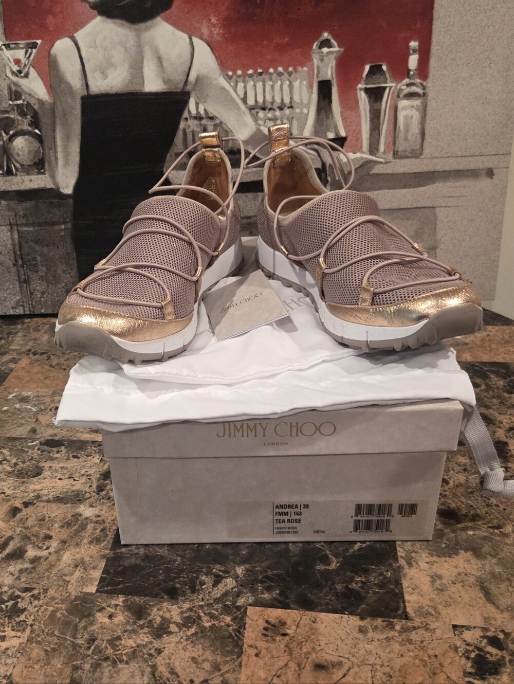 Jimmy Choo Andrea Sneakers In Tea Rose SZ 9/39
